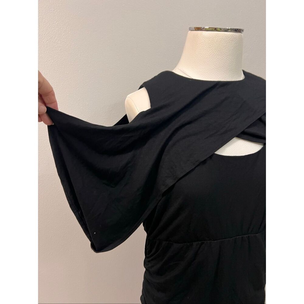 NWT Kiyonna Women's Ruched Bianca Cold Shoulder Bodycon Midi Dress Black 1X - Picture 4 of 6